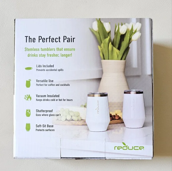 *Reduce 2pk 12oz Wine Tumbler - White/Cotton (Pink) - Picture 2 of 6